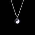 SILVER BACK/WHITE YING YANG NECKLACE